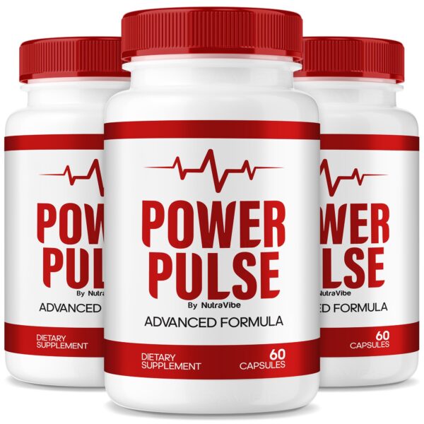 Frasco de cápsulas PowerPulse Memory nutravibe para enfoque y claridad