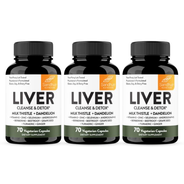 Sandhu limpiador hepático suplemento herbal 70 cápsulas empaquetado 3