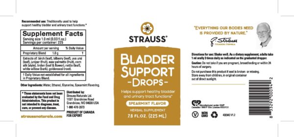 Gotas diuréticas Strauss Naturals para salud urinaria