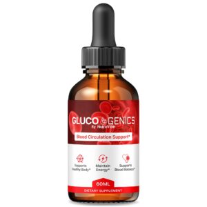 Frasco de gotas líquidas GlucoGenics para salud diaria