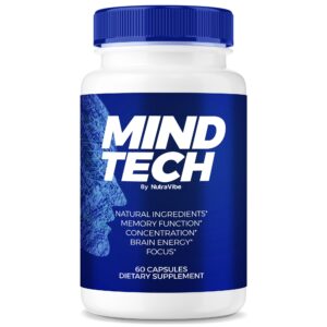 Frasco de cápsulas Mind Tech para enfoque y memoria premium
