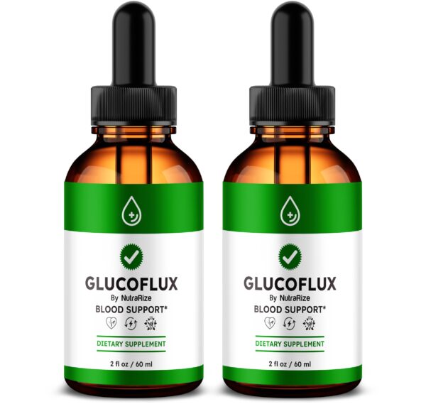 Gotas GlucoFlux NutraRize fórmula natural para energía y salud