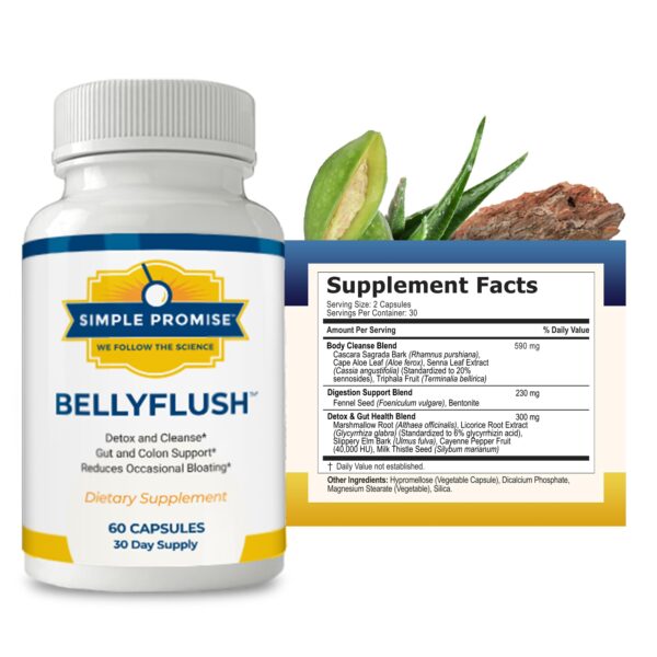 Simple Promise BellyFlush suplemento limpieza colon con ingredientes naturales