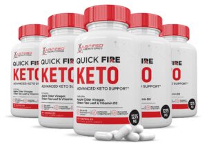 Paquete de cinco frascos pastillas Quick Fire Keto ACV