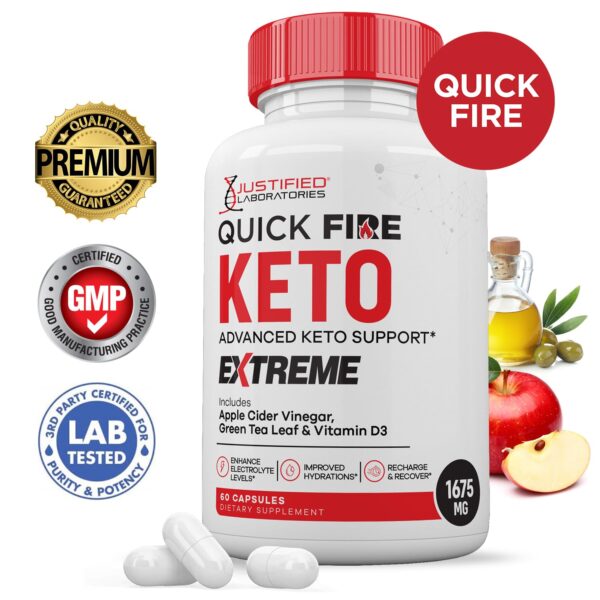 Frasco cápsulas Quick Fire Keto ACV Extreme con ingredientes naturales