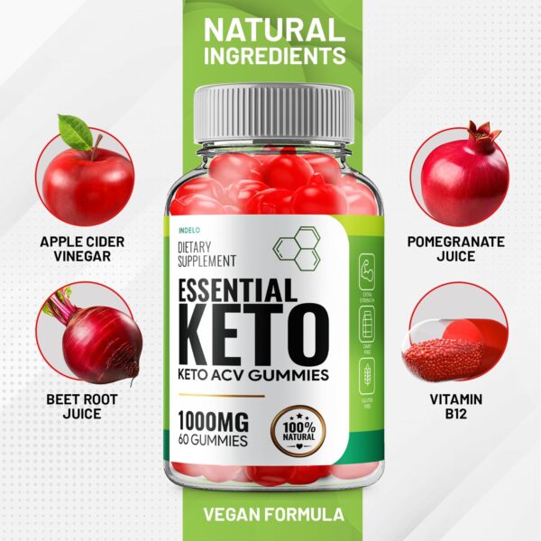 Gomitas esenciales Keto ACV Indelo con vitaminas B12 y B6