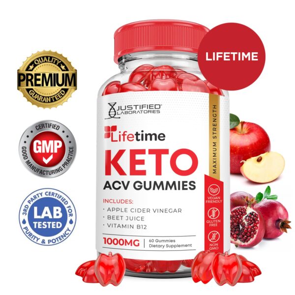 Caja Lifetime Keto ACV Gummies fórmula avanzada sabor granada y betabel