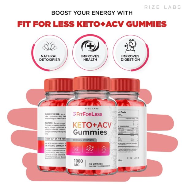 Frasco abierto de gomitas FitforLess ACV Keto