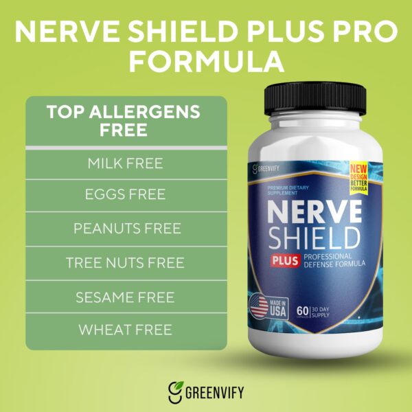 Etiqueta del envase GREENVIFY Nerve Shield Plus pro