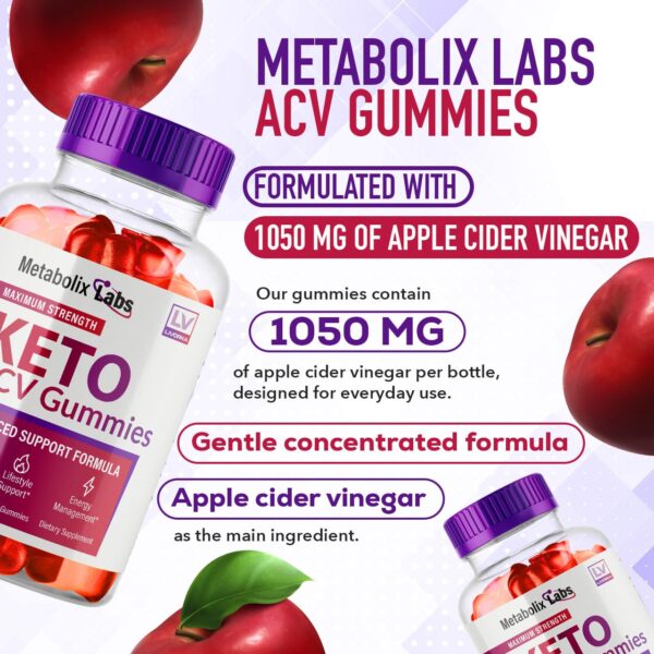 Vista lateral Metabolix Labs ACV Gummies 120 gomitas