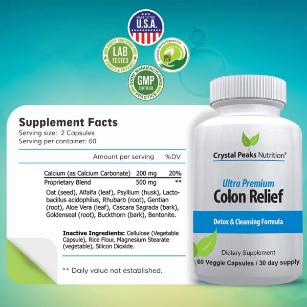 Suplemento detox intestinal Crystal Peaks 60 cápsulas