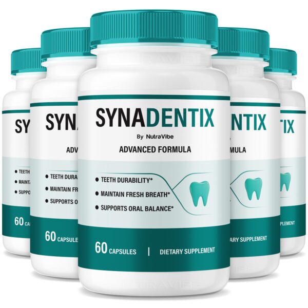 Cápsulas SynaDentix en frasco blanco