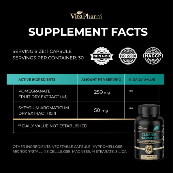 Etiqueta producto VitaPharm Cleanse Harmony detox natural