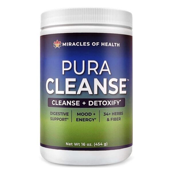 Pura Cleanse mezcla de 34 hierbas y fibra para detox natural