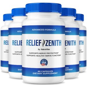 Paquete de 5 Relief Zenith NutraVibe fórmula apoyo nervioso 60 cápsulas