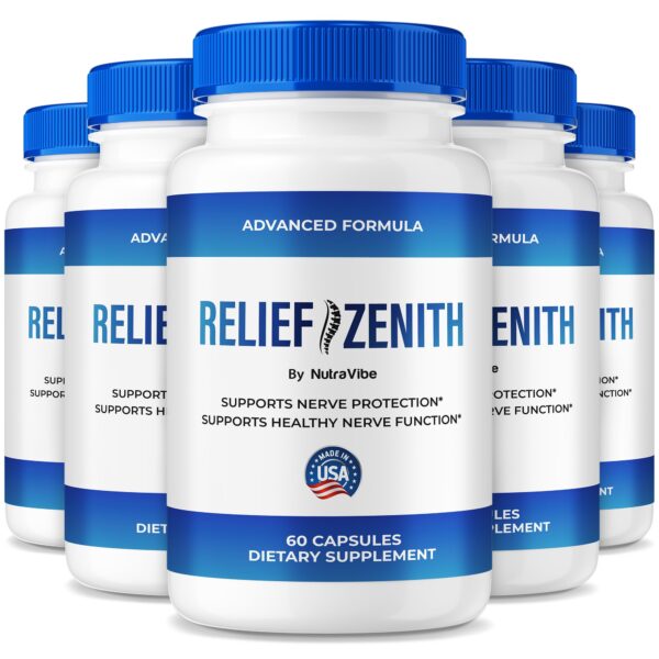 Paquete de 5 Relief Zenith NutraVibe fórmula apoyo nervioso 60 cápsulas