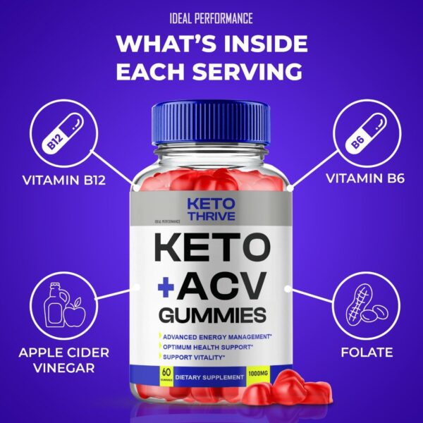 Etiqueta frontal gomitas Keto Thrive ACV potente