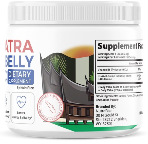 Frente empaque polvo Sumatra Slim NutraRize tónico abdomen