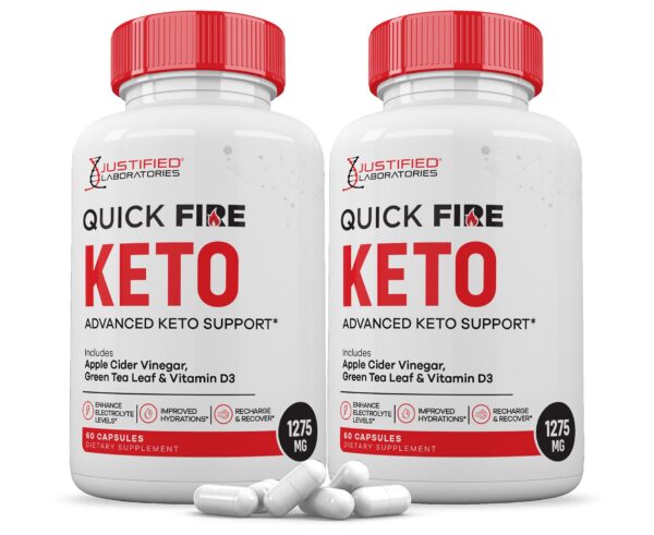 Quick Fire Keto ACV Pills 1275MG apoyo keto 120 cápsulas paquete 2