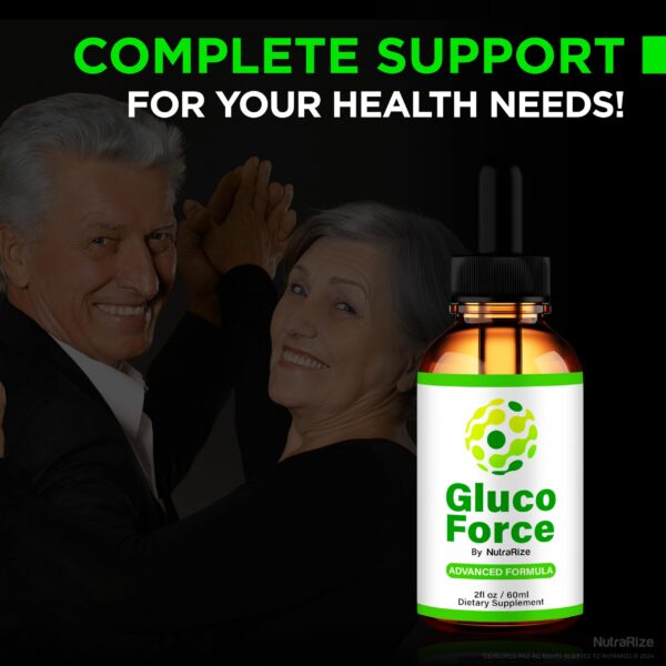 Botella de gotas GlucoForce NutraRize para apoyo natural