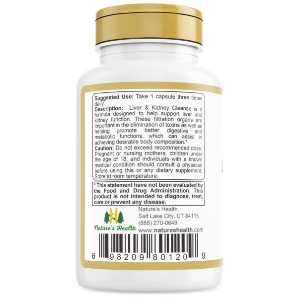 Frasco suplemento natural detox Nature's Health 90 cápsulas