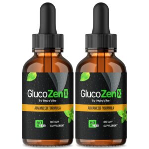 Frascos de gotas naturales GlucoZenX para bienestar y energía