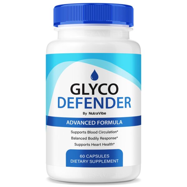 Caja y frasco de cápsulas Glyco Defender NutraVibe 60 unidades