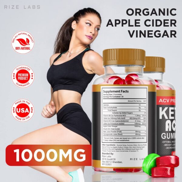 suplemento keto acv gominolas rize labs para pérdida peso paquete 2