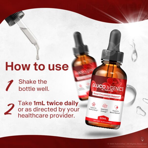 Etiqueta trasera producto GlucoGenics drops con instrucciones