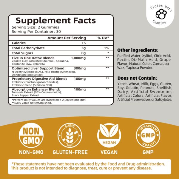Etiqueta de ingredientes de detox binder