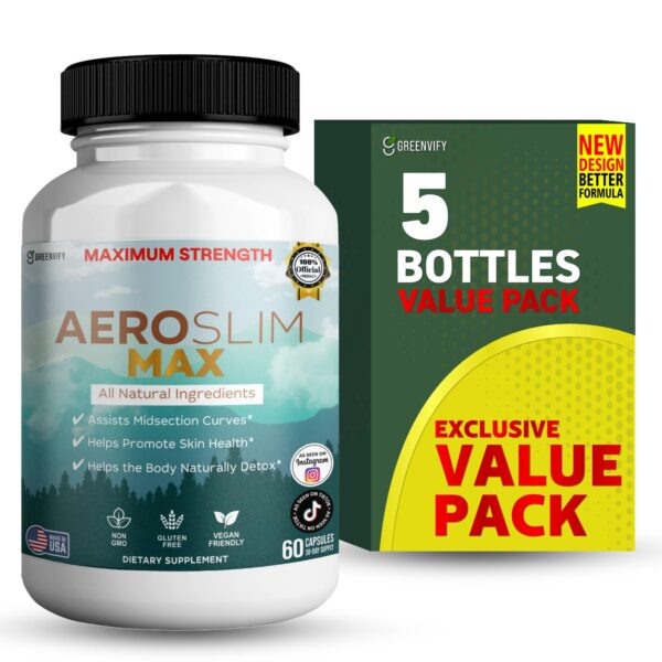 Frasco de cápsulas Aeroslim Max de Greenvify para dieta natural