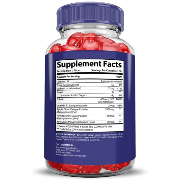 Etiqueta nutritiva gomitas Slim Fusion Keto ACV