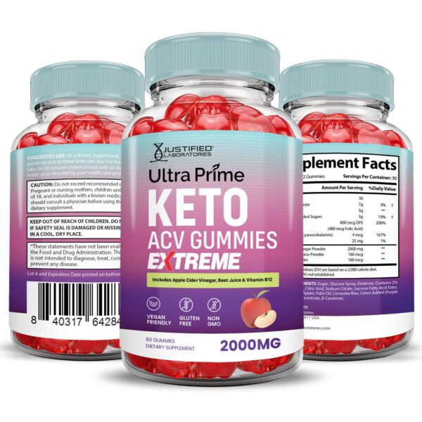 Ultra Prime Keto ACV gomitas keto soporte dieta saludable paquete