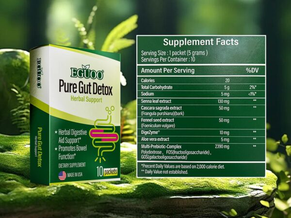 Suplemento natural Pure Gut Detox para combatir hinchazón y estreñimiento
