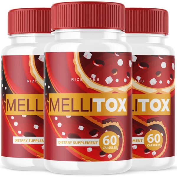 Paquete de 3 cajas cápsulas MelliTox rize labs detox corporal