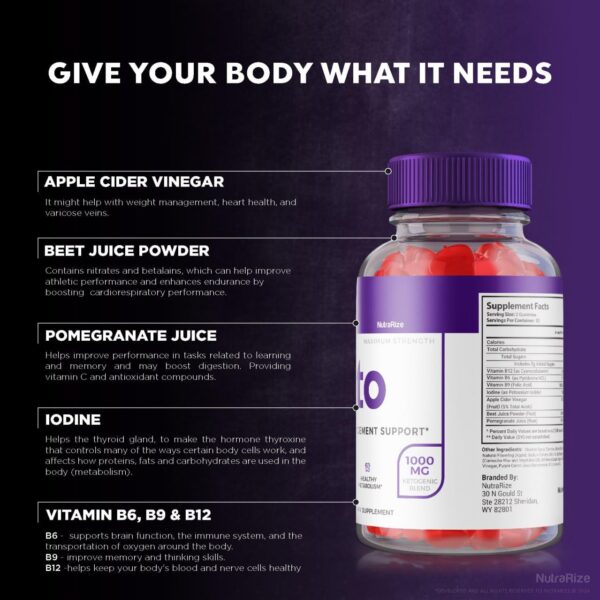 Gomitas Keto Nuvita ACV para metabolismo y energía sostenible