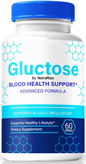 Frasco de cápsulas Gluctose para bienestar y salud natural