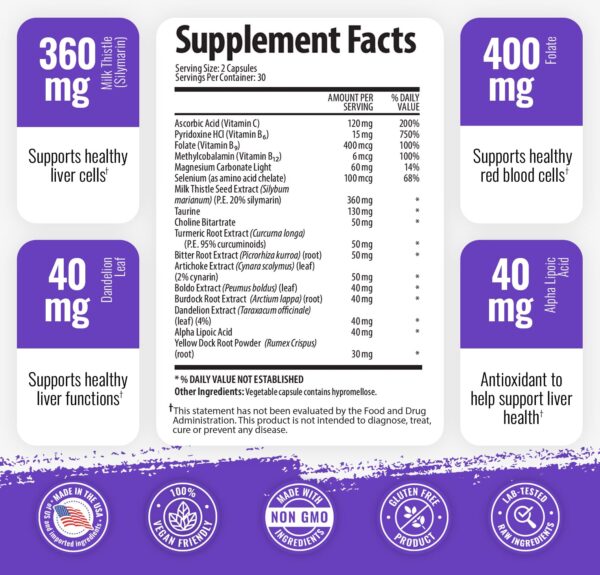 Suplemento para hígado saludable 1 Body con Cardo Mariano