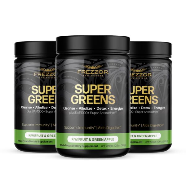 Polvo FREZZOR Super Greens con UAF1000+ suplemento natural