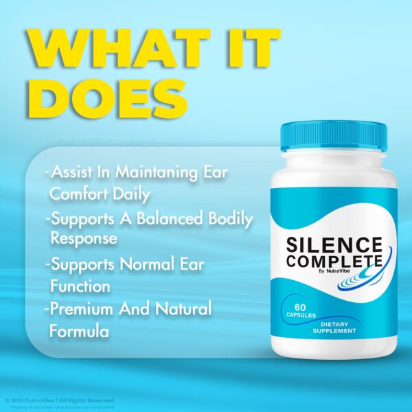 Cápsulas NutraVibe Silence Complete salud del oído fácil de tragar