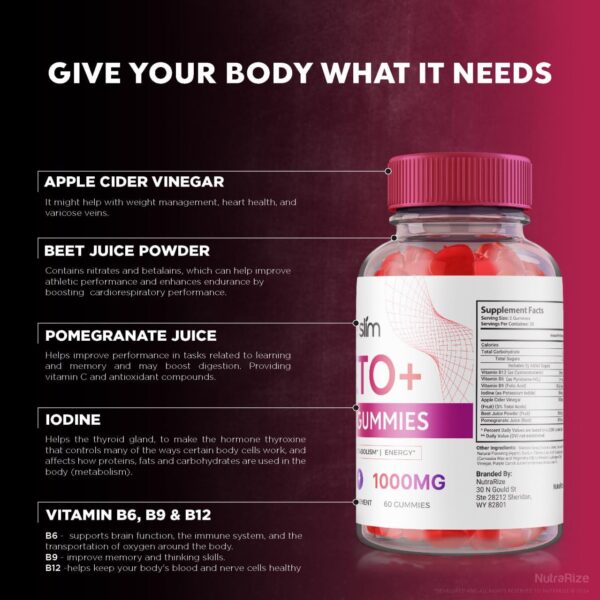 Envase gomitas Pure Slim Keto ACV para apoyo detox y metabolismo