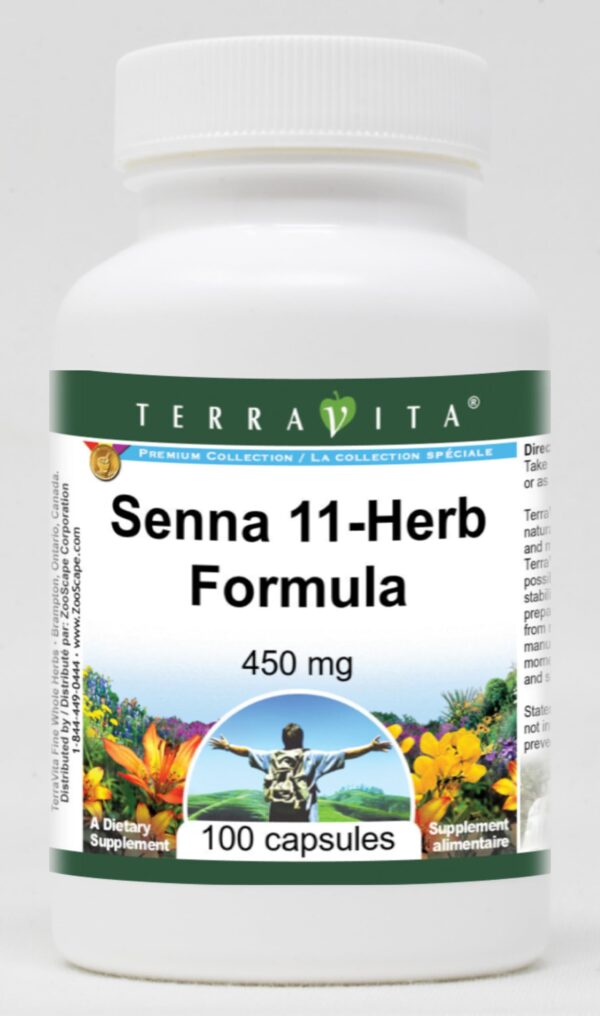 Botella fórmula Senna 11 hierbas 450 mg 100 cápsulas TerraVita
