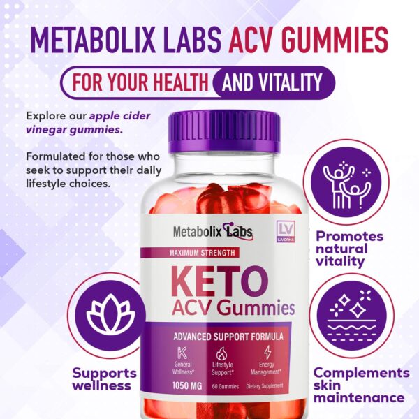 Frasco detalle gomitas Metabolix ACV para pérdida de peso