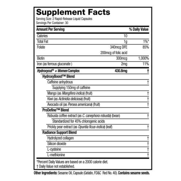 Frascos Hydroxycut +Women en estante