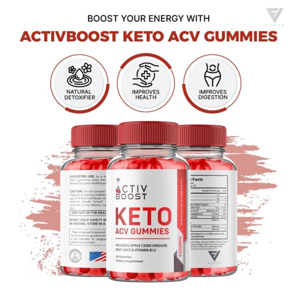 Frasco gomitas Activ Boost Keto ACV suplemento diario