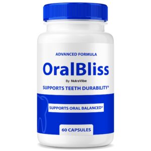Frasco de cápsulas NutraVibe OralBliss para salud oral