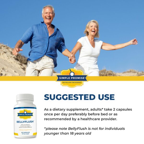 Suplemento natural BellyFlush para mejorar la digestión y limpieza de colon