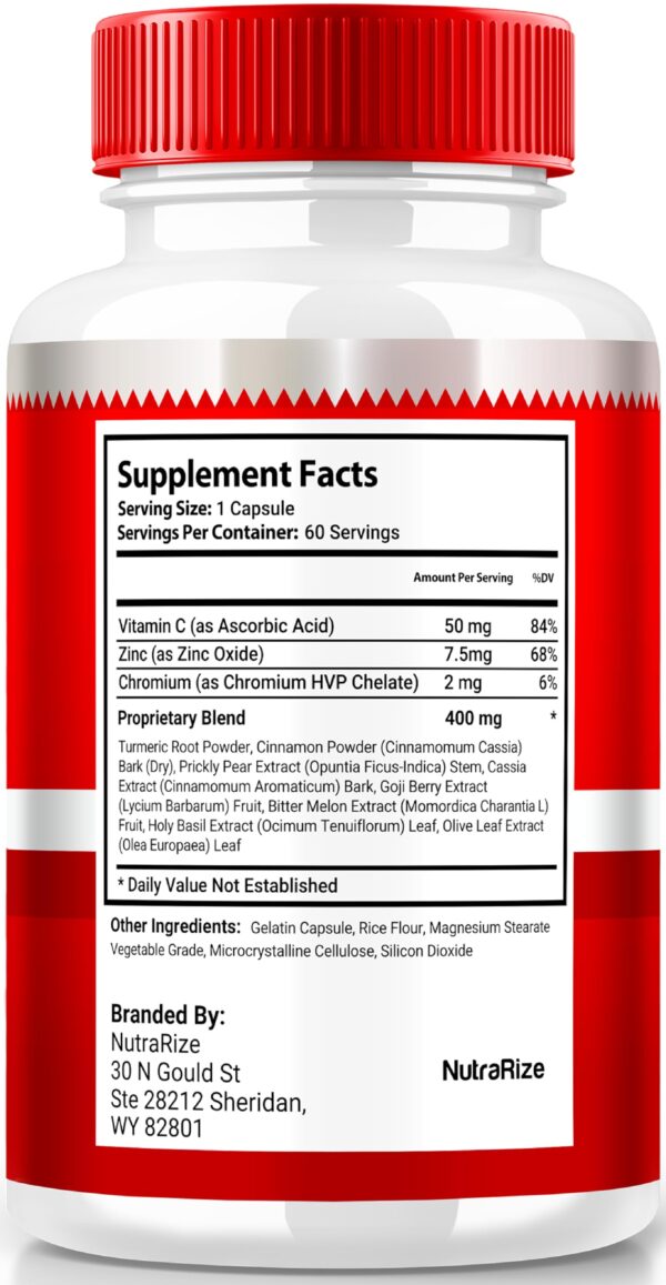 Botella frontal suplemento Glucontrol apoyo sanguíneo