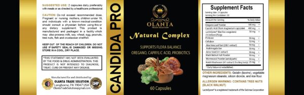 Suplemento para cándida y colon con ingredientes naturales
