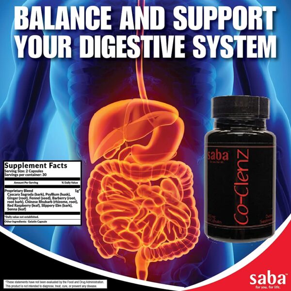 Saba Co-Clenz envase de 30 cápsulas para detox digestivo